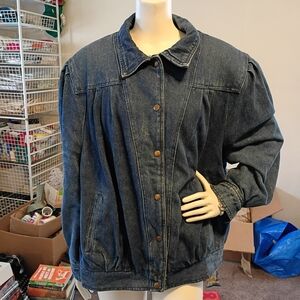 International Zalerno Sz Medium Boxy Blue Denim Zip Up Jacket 80s Style